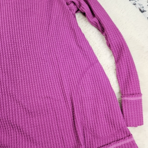 LOGO Lounge by Lori Goldstein Cloud Waffle Split Neck Top Wanda US Small - Picture 4 of 8